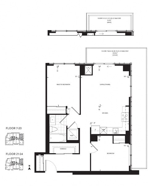 Floor plan for 2 beds, 1 bath, 832 sqft